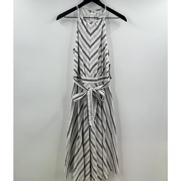 New York & Company Striped Linen Halter Midi Dress Size Small NWT - Picture 1 of 10